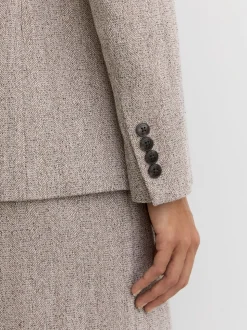 Reiss Grey Isla Single-Breasted Textured Blazer