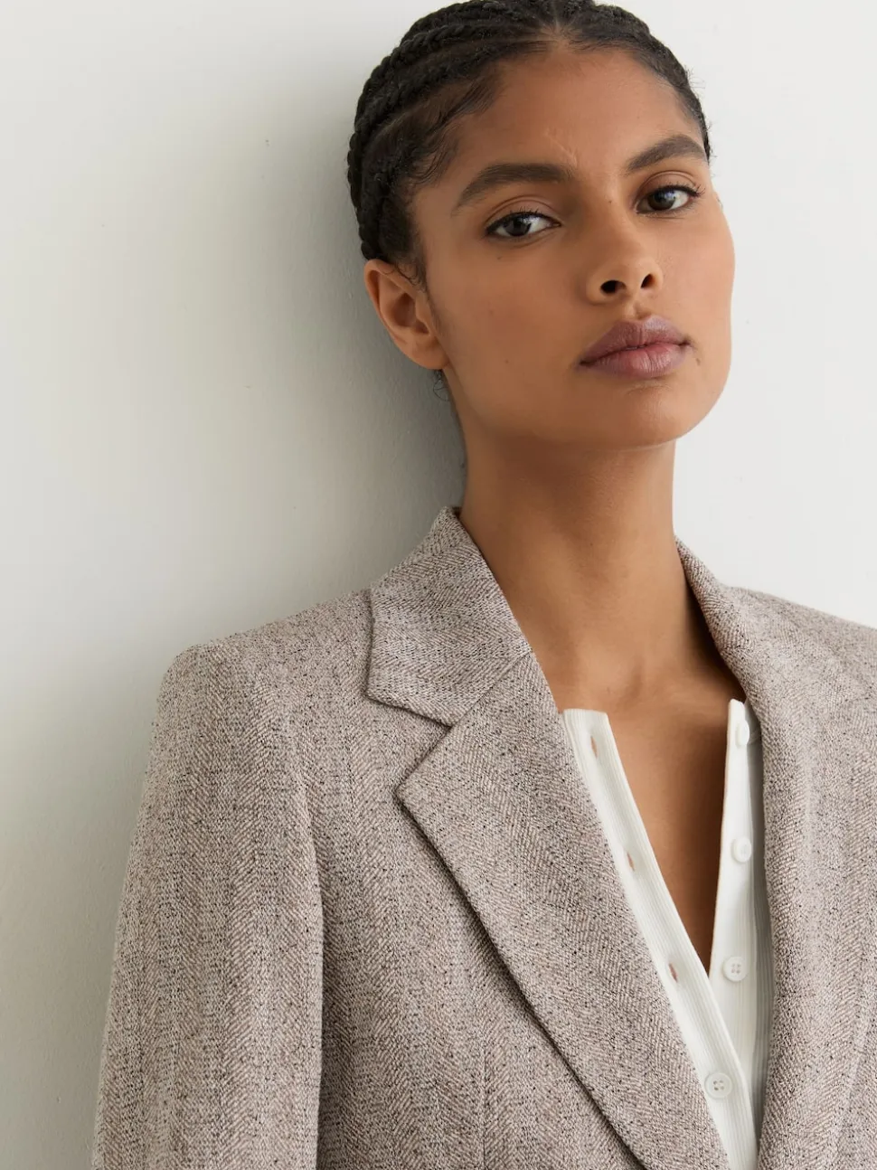 Reiss Grey Isla Single-Breasted Textured Blazer