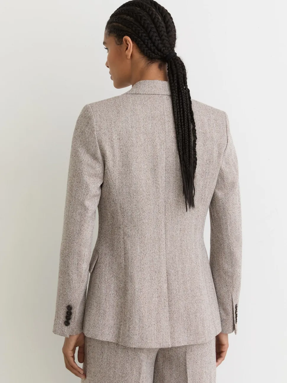 Reiss Grey Isla Single-Breasted Textured Blazer