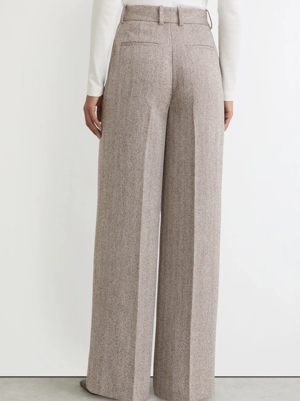 Reiss Grey Isla Wide-Leg Textured Tailored Trousers