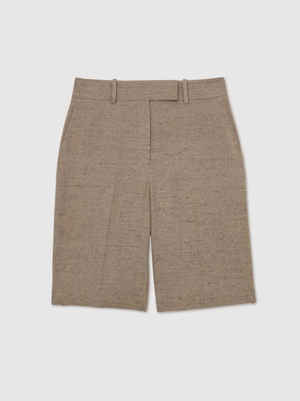 Reiss Grey Lina Atelier Side-Zip Tailored Shorts With Linen