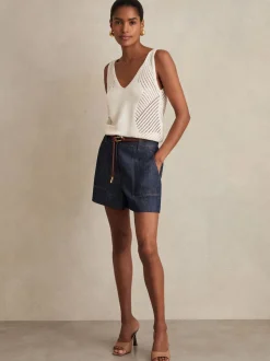 Reiss Indigo Ashby Linen Shorts