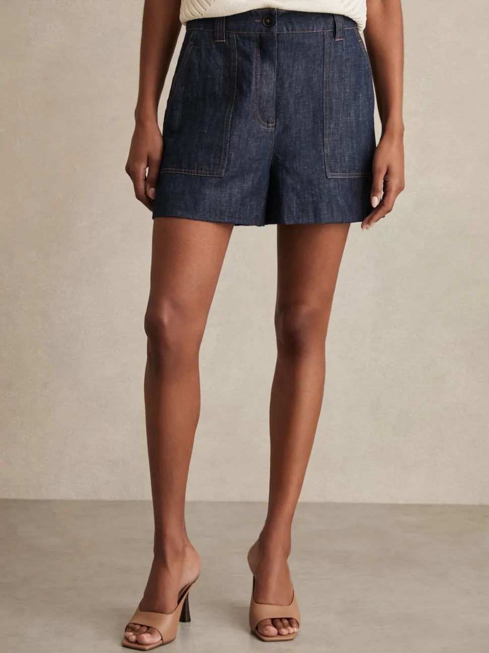 Reiss Indigo Ashby Linen Shorts