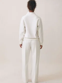 Reiss Ivory Annabel Interlock Shawl-Neck Sweatshirt with Modal