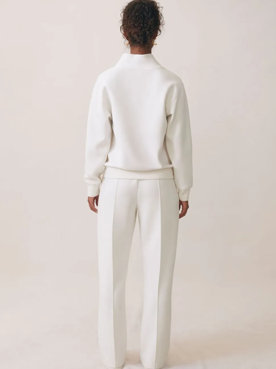 Reiss Ivory Annabel Interlock Shawl-Neck Sweatshirt with Modal