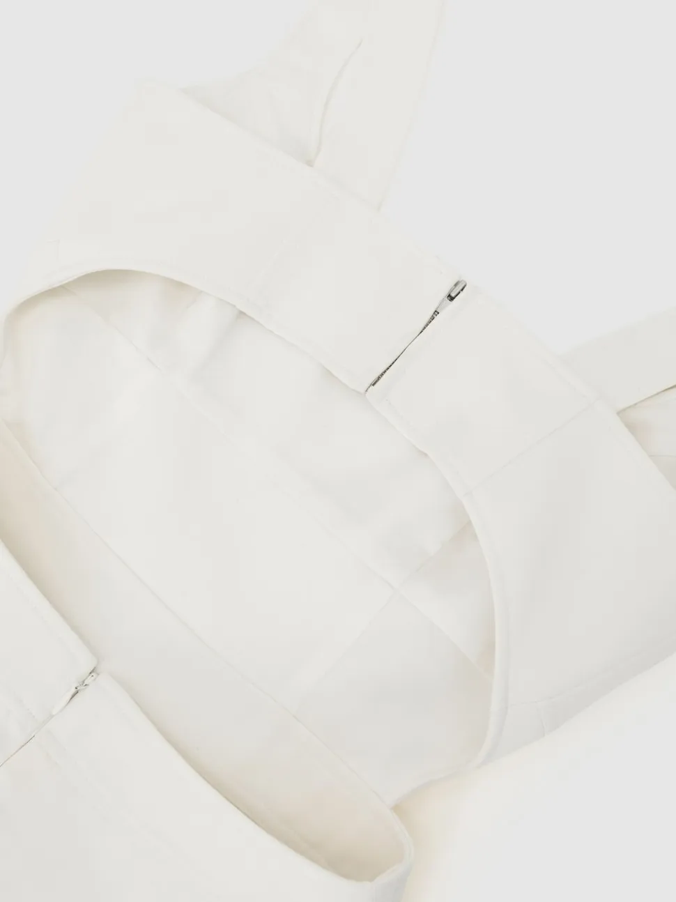 Reiss Ivory Dina Waisted Cut-Out Twill Midi Dress