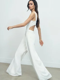 Reiss Ivory Dion Wide-Leg Cut-Out Jumpsuit