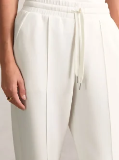 Reiss Ivory Jemma Petite Premium Interlock Wide-Leg Joggers