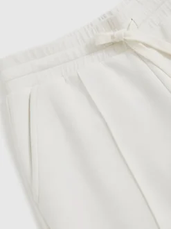 Reiss Ivory Jemma Petite Premium Interlock Wide-Leg Joggers