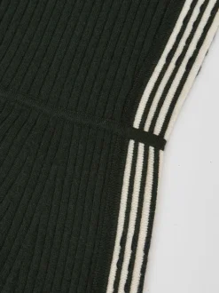 Reiss Khaki Green Aria Wool-Blend Stripe-Detail Knitted Dress