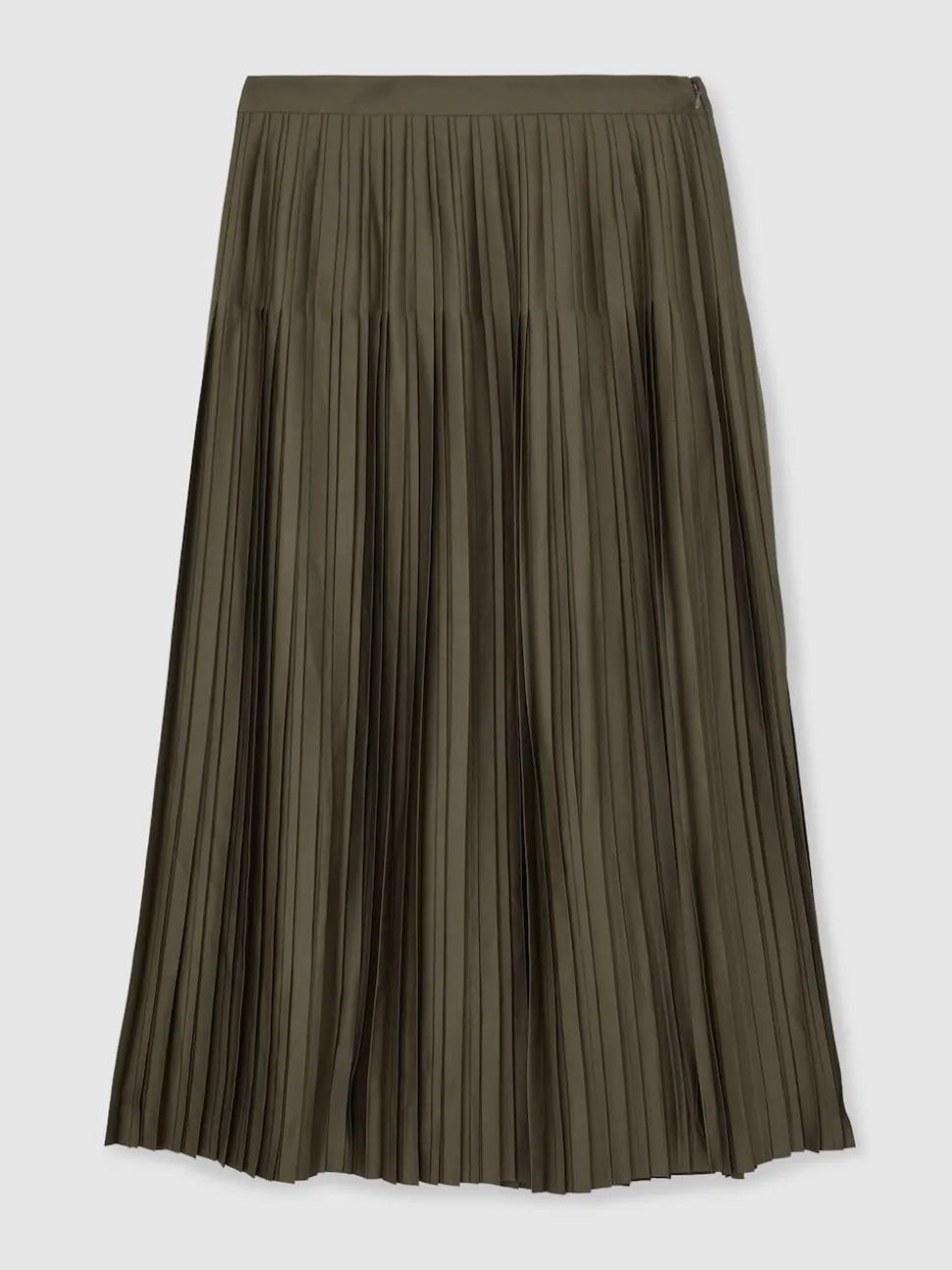 Reiss Khaki Green Savannah Pleated Midi Skirt