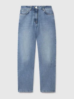 Reiss Light Blue Selin Petite Mid Rise Straight Leg Jeans
