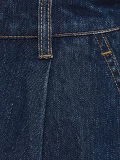 Reiss Mid Blue Raymond Denim Pleated Shorts