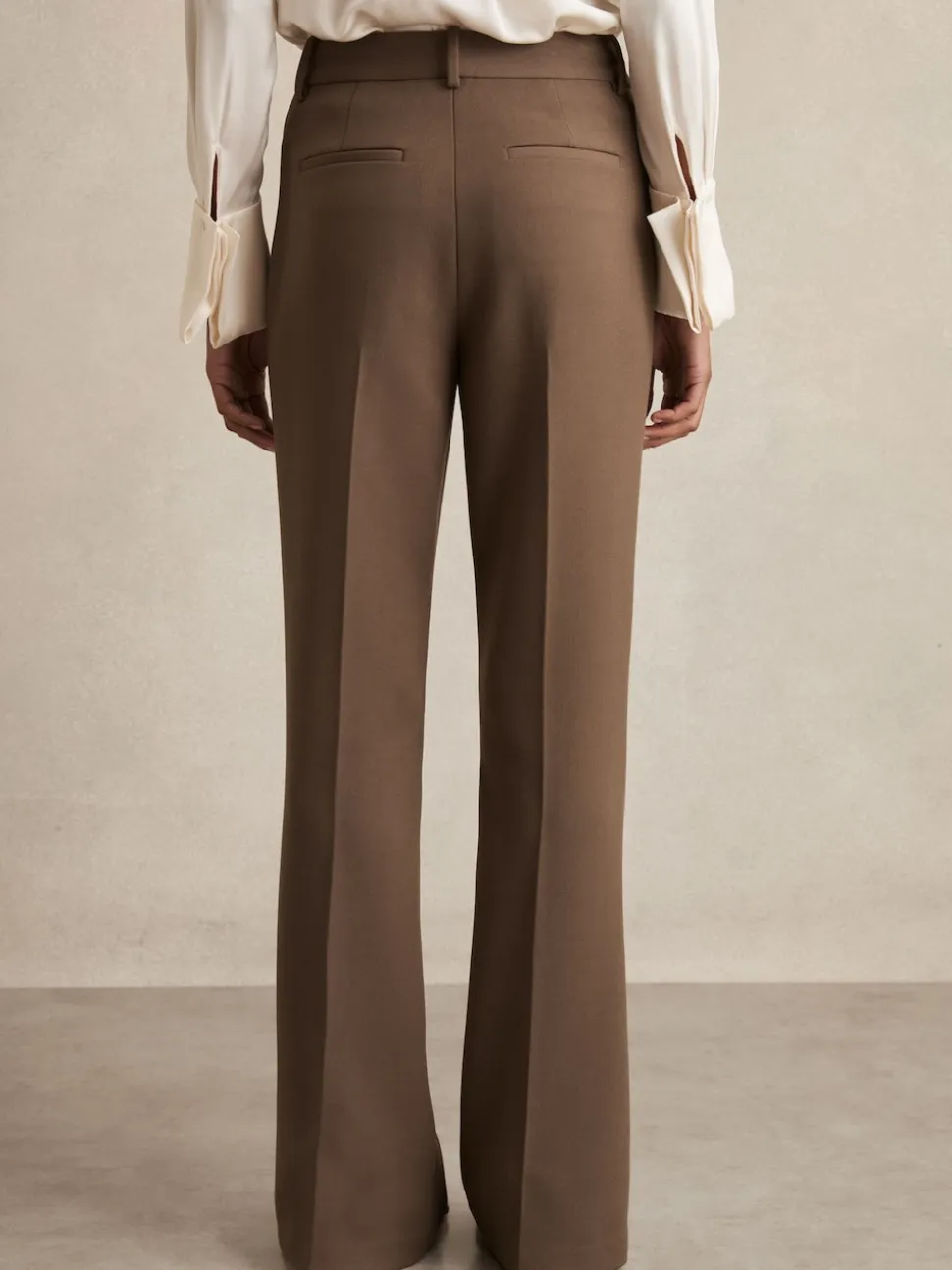 Reiss Mink Neutral Gabi Flared Suit Trousers