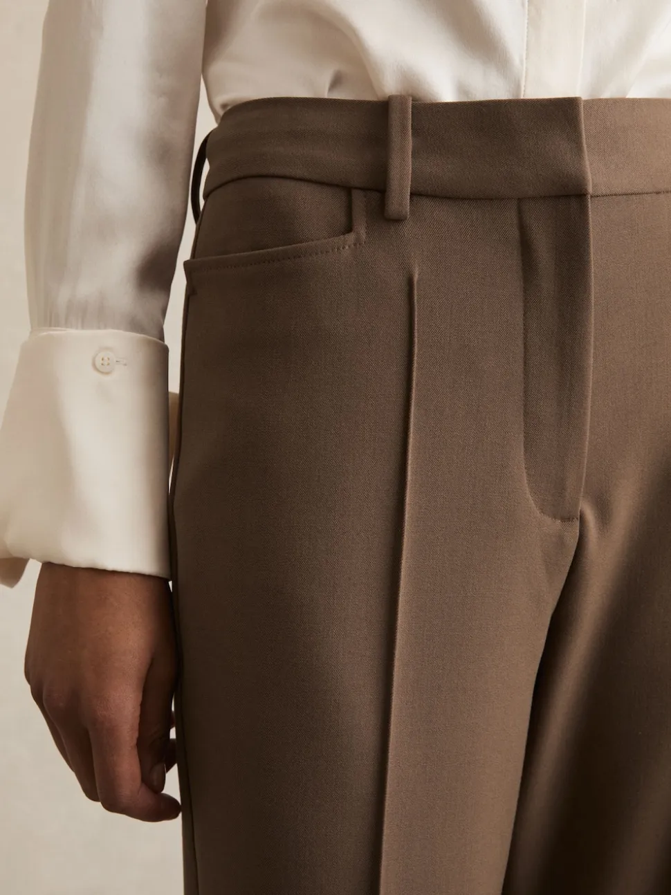 Reiss Mink Neutral Gabi Petite Flared Suit Trousers