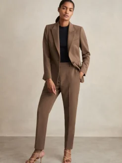 Reiss Mink Neutral Gabi Petite Slim-Fit Suit Trousers