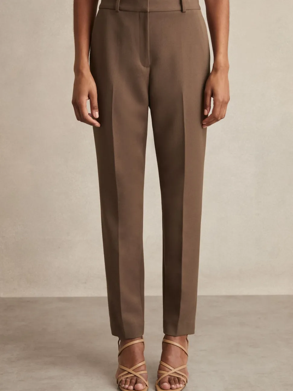 Reiss Mink Neutral Gabi Petite Slim-Fit Suit Trousers