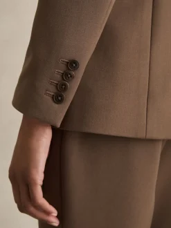 Reiss Mink Neutral Gabi Petite Tailored Single Breasted Suit Blazer