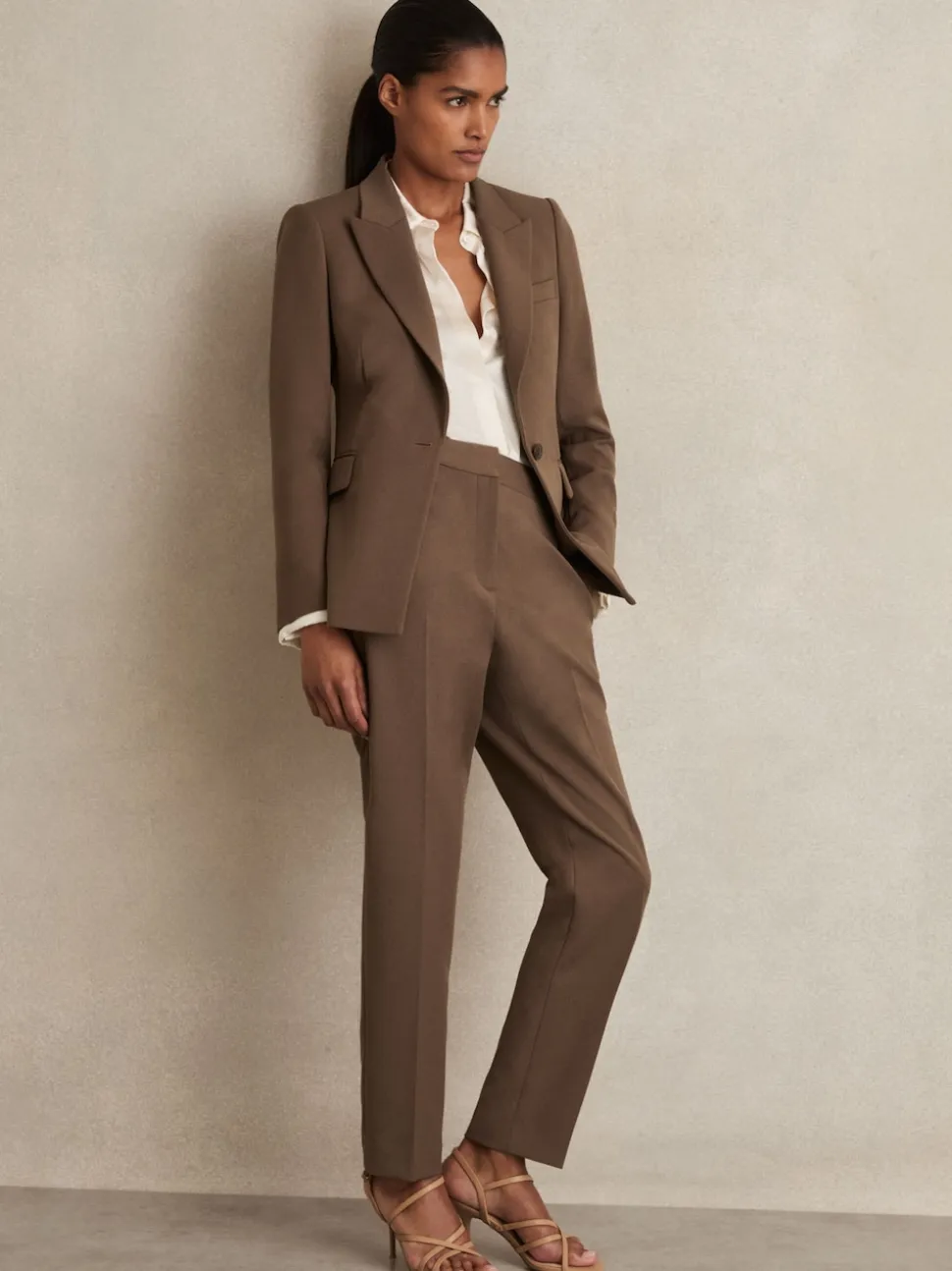 Reiss Mink Neutral Gabi Slim-Fit Suit Trousers
