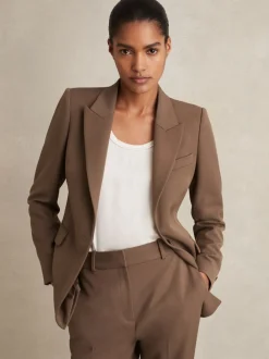 Reiss Mink Neutral Gabi Tailored Single Breasted Suit Blazer