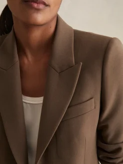 Reiss Mink Neutral Gabi Tailored Single Breasted Suit Blazer