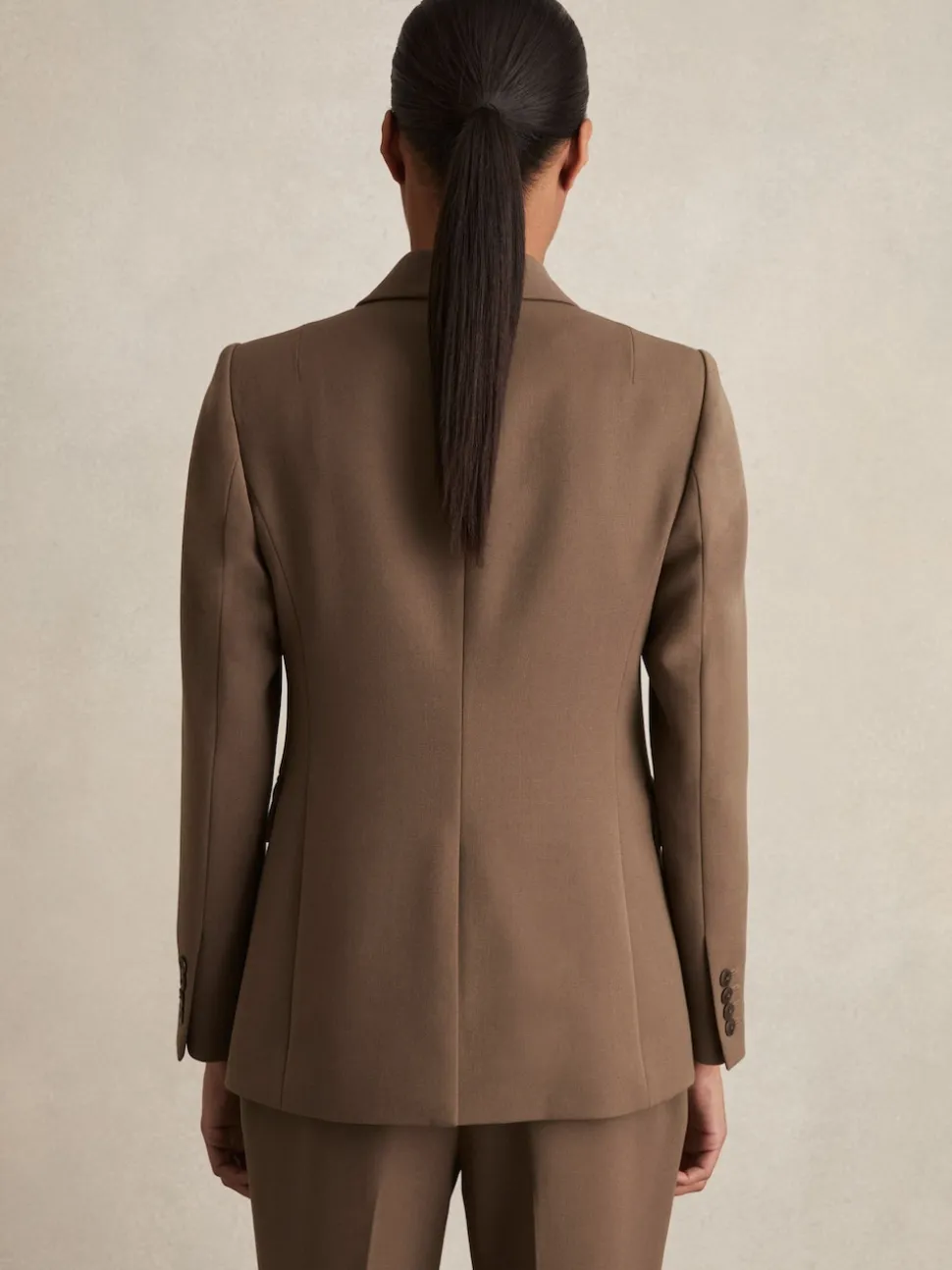 Reiss Mink Neutral Gabi Tailored Single Breasted Suit Blazer