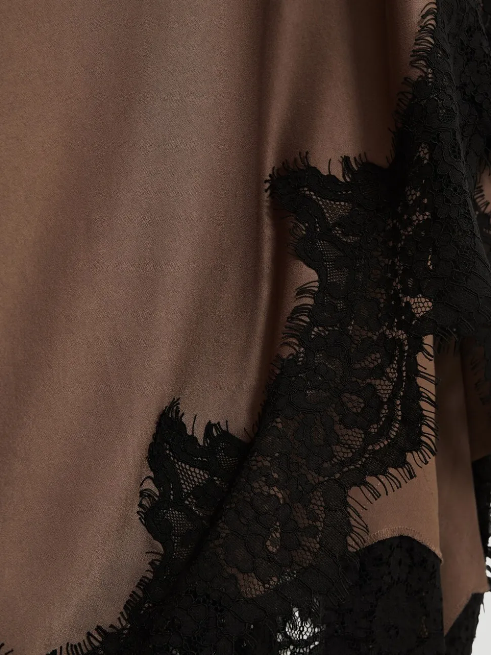 Reiss Mocha Brown Anais Satin Drape Lace-Trim Dress