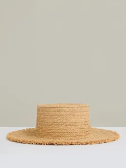 Reiss Natural Freya Straw Boater Hat