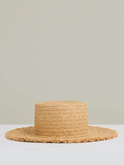 Reiss Natural Freya Straw Boater Hat
