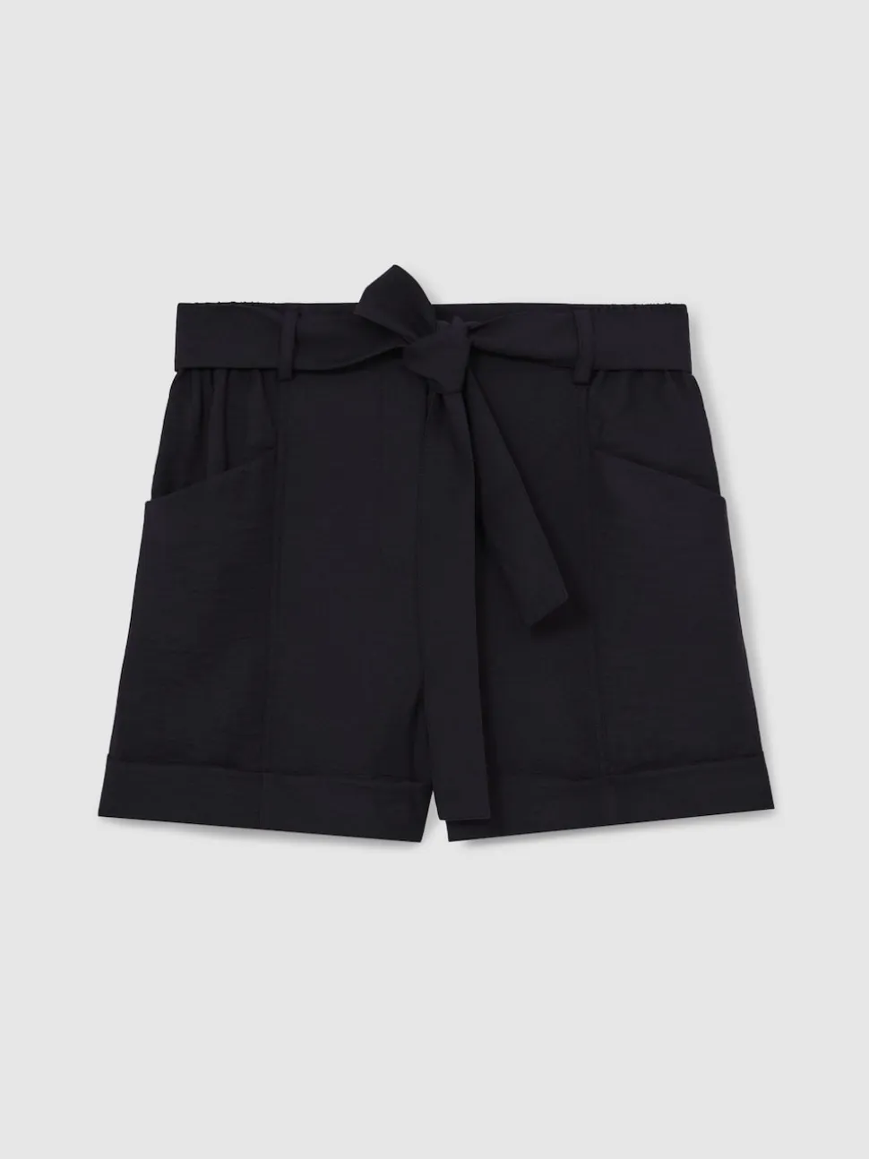 Reiss Navy Avril Belted Button Tab Shorts