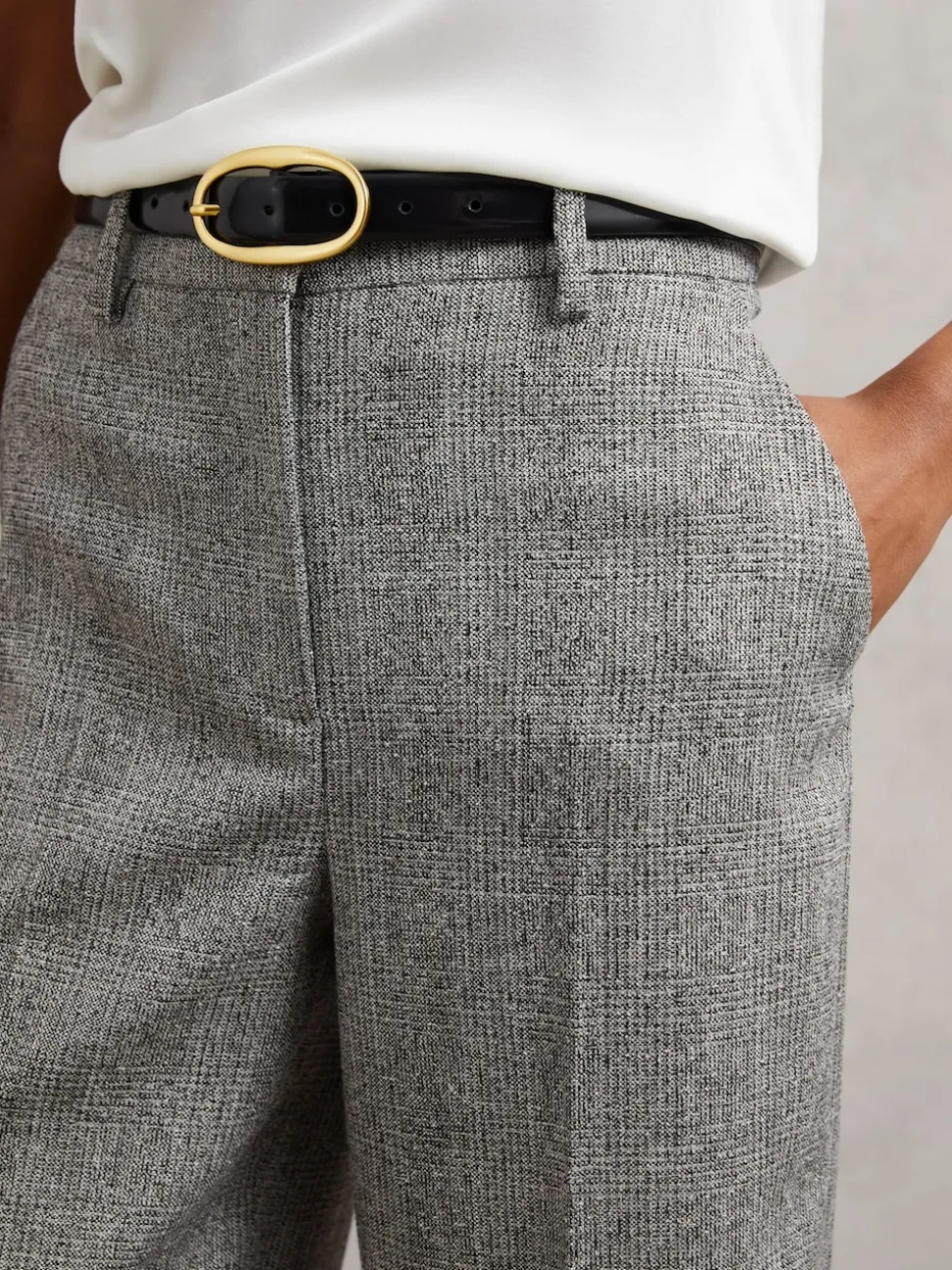 Reiss Navy Drew Patent Leather Oval Buckle Belt