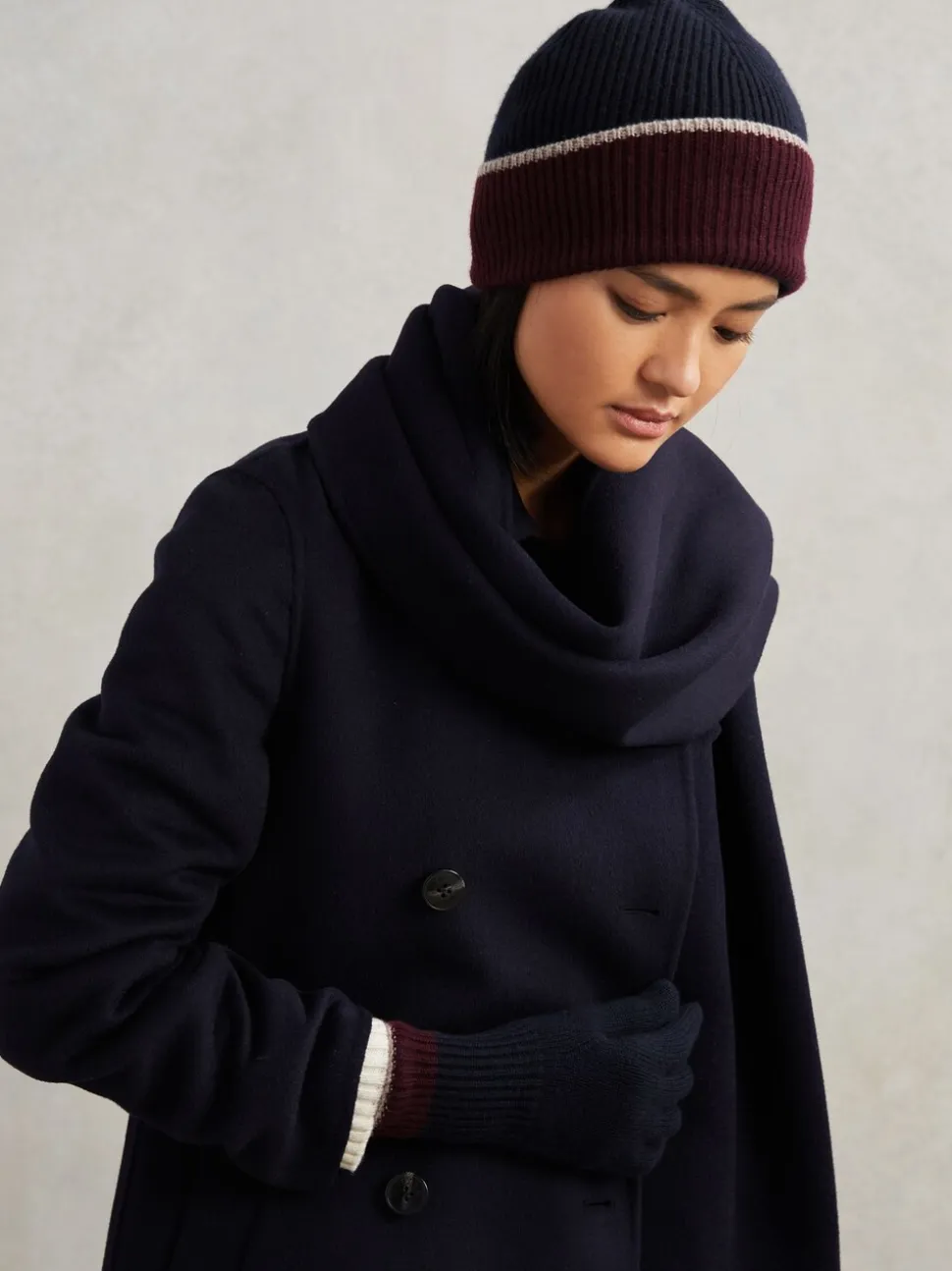 Reiss Navy Filipa Wool-Blend Tipped Beanie