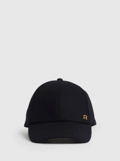 Reiss Navy Fiona Wool-Blend Flannel Baseball Cap