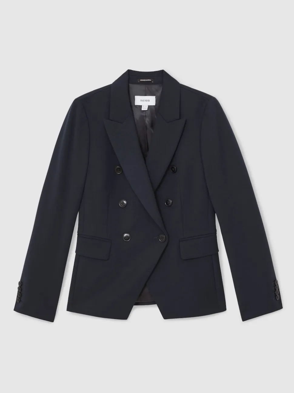 Reiss Navy Gabi Double-Breasted Suit Blazer