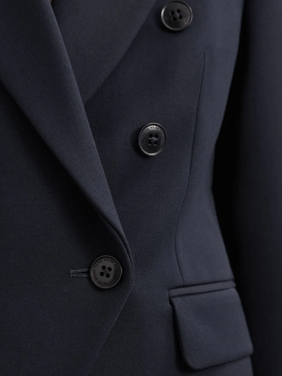 Reiss Navy Gabi Double-Breasted Suit Blazer
