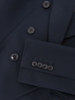 Reiss Navy Gabi Double-Breasted Suit Blazer