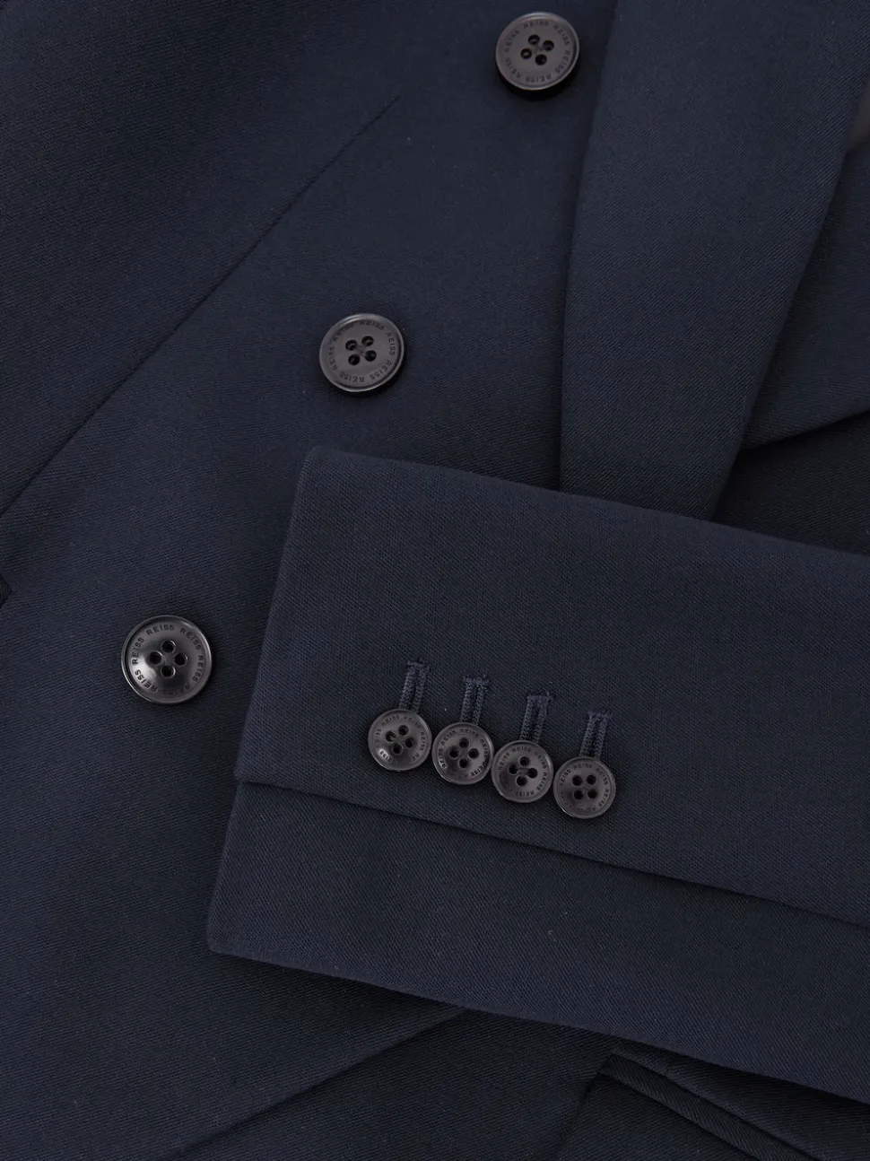 Reiss Navy Gabi Double-Breasted Suit Blazer