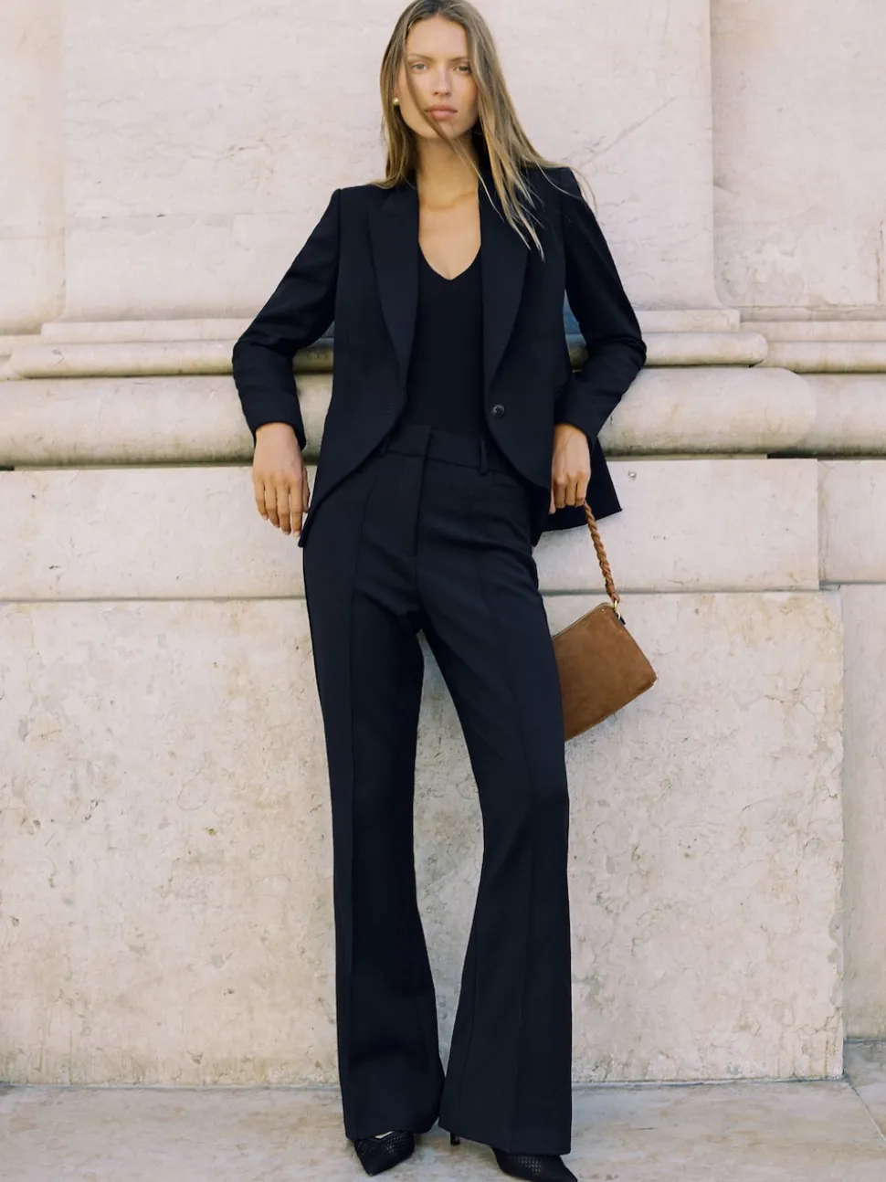 Reiss Navy Gabi Flared Suit Trousers