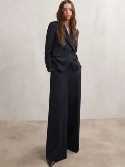 Reiss Navy Gabi Petite Double-Breasted Suit Blazer
