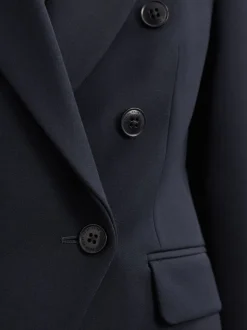 Reiss Navy Gabi Petite Double-Breasted Suit Blazer