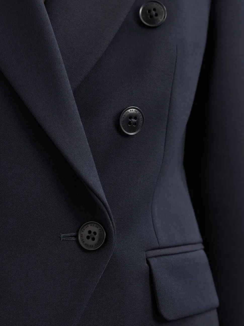 Reiss Navy Gabi Petite Double-Breasted Suit Blazer