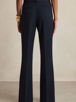 Reiss Navy Gabi Petite Flared Suit Trousers