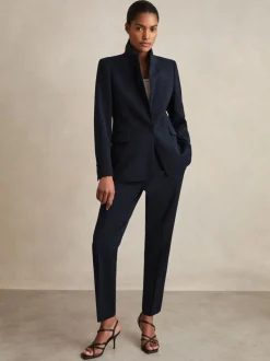 Reiss Navy Gabi Petite Slim-Fit Suit Trousers