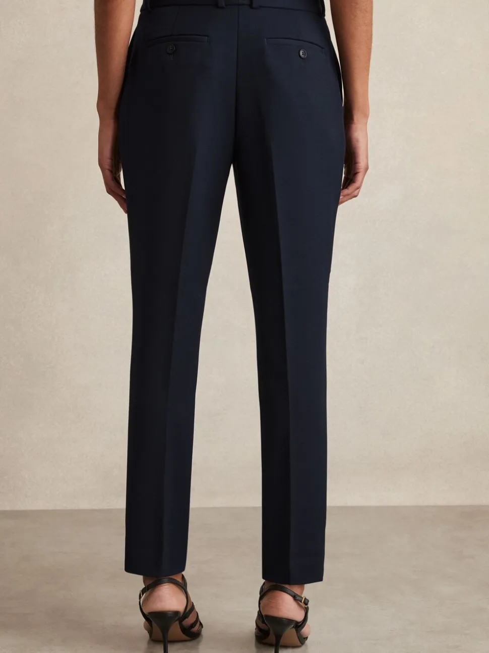 Reiss Navy Gabi Petite Slim-Fit Suit Trousers