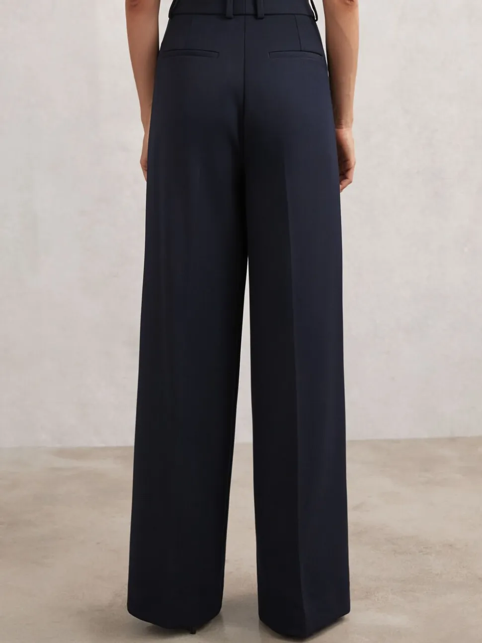 Reiss Navy Gabi Petite Wide-Leg Suit Trousers