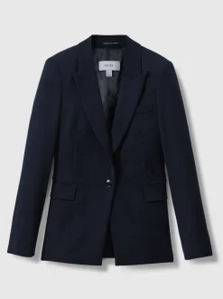 Reiss Navy Gabi Tailored Single Breasted Suit Blazer