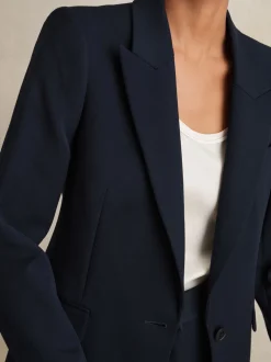 Reiss Navy Gabi Tailored Single Breasted Suit Blazer
