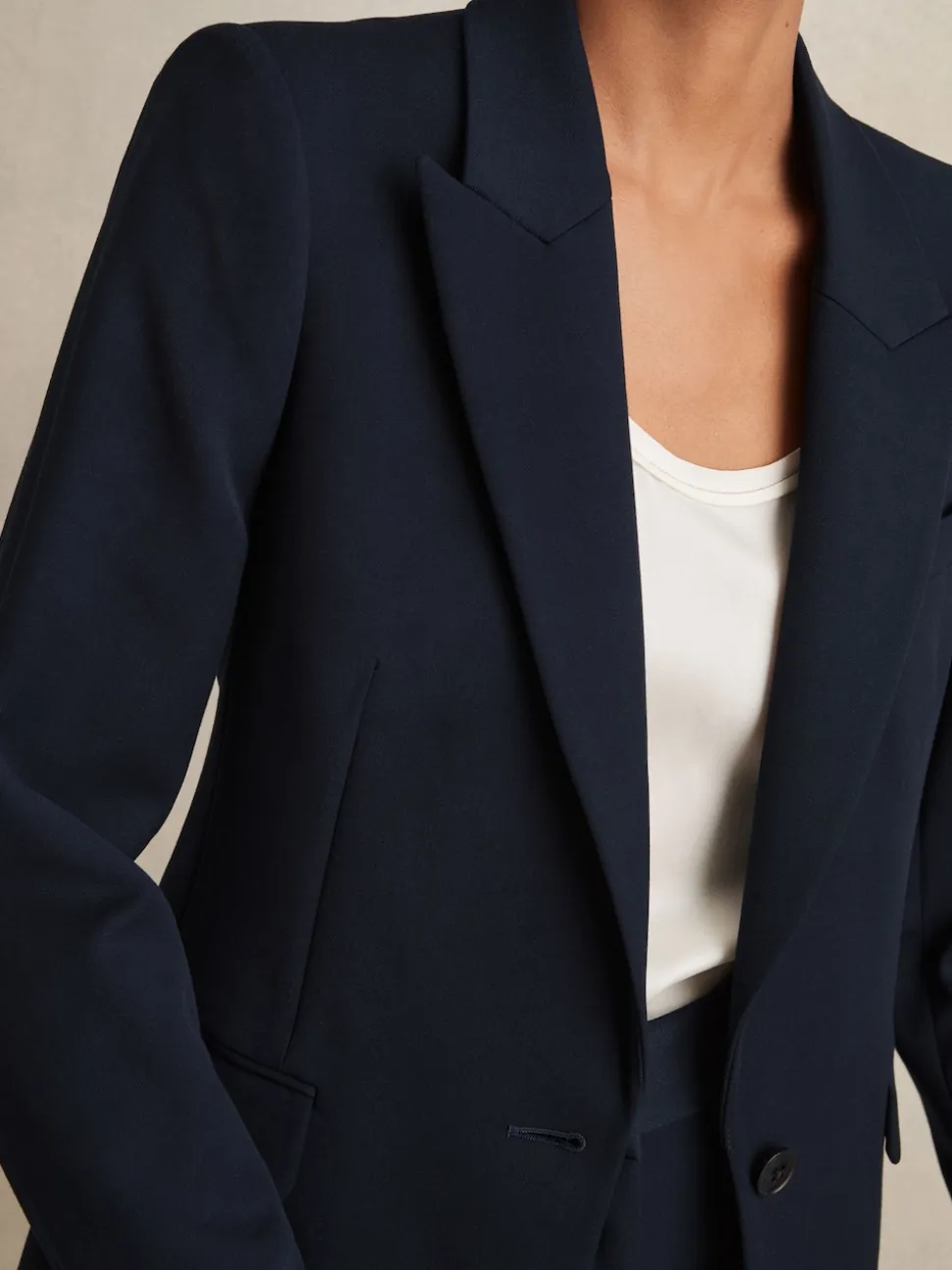 Reiss Navy Gabi Tailored Single Breasted Suit Blazer