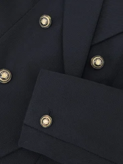 Reiss Navy Gigi Wool-Blend Double-Breasted Blazer