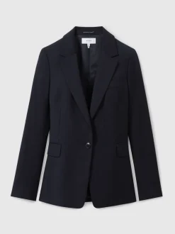 Reiss Navy Haisley Petite Single Breasted Suit Blazer